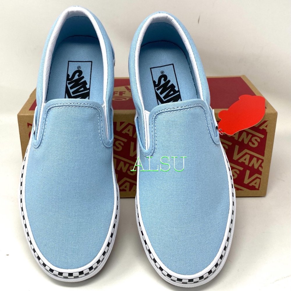 VANS Classic Slip-On Check Foxing Blue Women’s - Picture 4 of 10
